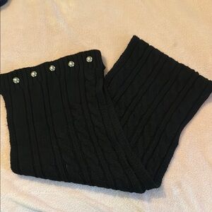 MICHAEL Michael Kors Black Knit Scarf with Button Details